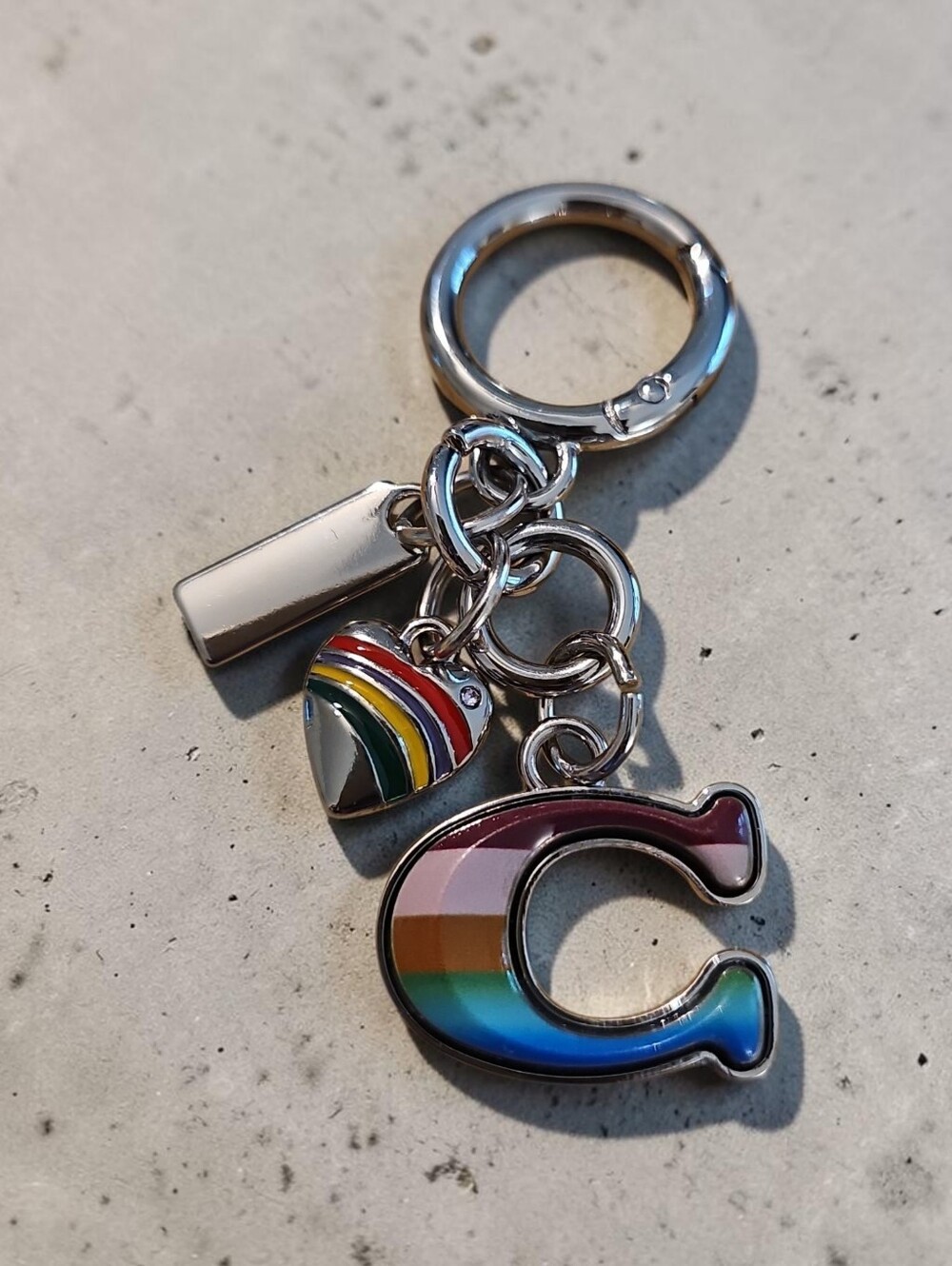 Sassified Boutique Nwt Silver Rainbow 'C' Keychain Charm